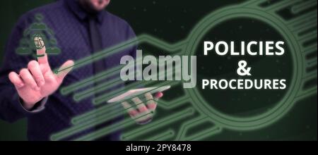 Légende conceptuelle politiques procédures. Le mot inscrit sur la liste des règles définit les droits du client et de l'acheteur Banque D'Images