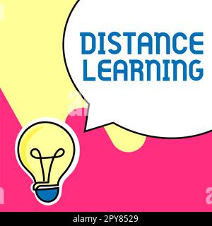 Affiche indiquant l'apprentissage à distance. Conférences éducatives sur les idées d'affaires diffusées à distance sur Internet Banque D'Images