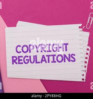Texte illustrant les réglementations sur les droits d'auteur inspiration. Internet concept corps de loi qui régit les œuvres originales de la paternité Banque D'Images