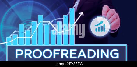 Écriture affichage de texte correction d'épreuves. Concept Internet acte de lecture et de marquage des fautes d'orthographe, de grammaire et de syntaxe Banque D'Images