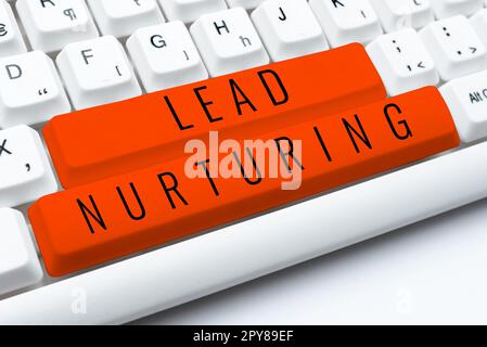 Texte indiquant le lead nourricier de l'inspiration. Concept signification méthode de construction d'une relation avec des clients potentiels Banque D'Images