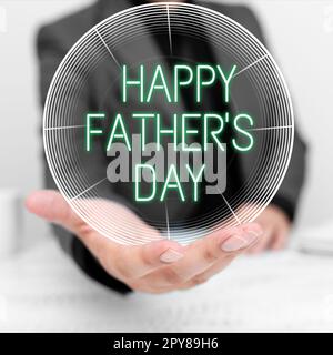 Légende du texte présentant la Journée des pères heureux. Mot écrit en temps de l'année pour célébrer les pères partout dans le monde Banque D'Images