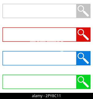 Collection de 4 bannière de barre de recherche : gris, rouge, bleu et vert Banque D'Images