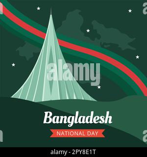 Happy Independence Journée du Bangladesh médias sociaux contexte Illustration dessin animé à la main modèles Banque D'Images