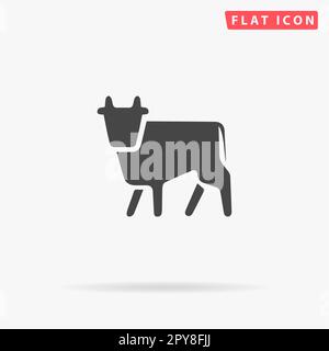 Vache. Symbole noir plat simple avec ombre sur fond blanc. Pictogramme d'illustration vectorielle Banque D'Images