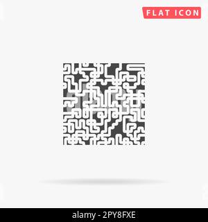 Labyrinthe de casse-tête. Symbole noir plat simple avec ombre sur fond blanc. Pictogramme d'illustration vectorielle Banque D'Images