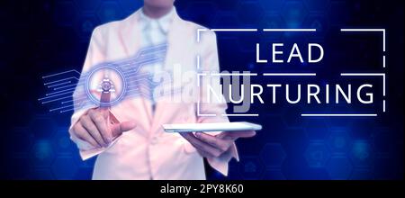 Légende conceptuelle Lead nuring. Méthode de présentation commerciale pour établir une relation avec des clients potentiels Banque D'Images
