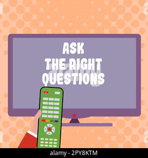 Affiche poser les bonnes questions. Mot pour chercher un soutien de consultation de conseils professionnels Banque D'Images