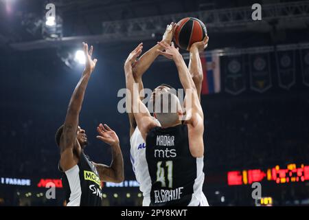 Belgrade, Serbie, 2 mai 2023. Anthony Randolph du Real Madrid en action sous le panier pendant le jeu Play offs 3 - 2022/2023 Turkish Airlines EuroLeague match entre Partizan Mozzart Bet Belgrade et Real Madrid à Stark Arena à Belgrade, Serbie. 2 mai 2023. Crédit : Nikola Krstic/Alay Banque D'Images