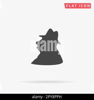 Profil homme en chapeau. Symbole noir plat simple avec ombre sur fond blanc. Pictogramme d'illustration vectorielle Banque D'Images