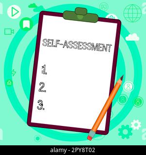 Légende présentant l'auto-évaluation. Mot pour la fierté et la confiance en soi se tenir pour vous Banque D'Images