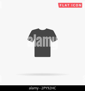 T-shirt. Symbole noir plat simple avec ombre sur fond blanc. Pictogramme d'illustration vectorielle Banque D'Images