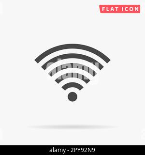 Réseau sans fil. Symbole noir plat simple avec ombre sur fond blanc. Pictogramme d'illustration vectorielle Banque D'Images