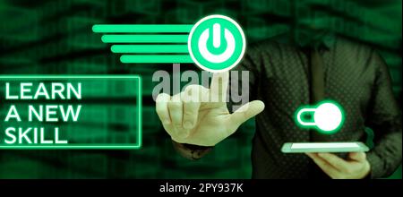 Affichage conceptuel apprendre Une nouvelle compétence. Connaissance conceptuelle de l'acquisition de photos grâce à une expérience d'étude enseignée Banque D'Images