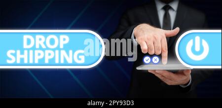 Légende conceptuelle livraison par goutte. Présentation de l'entreprise pour envoyer des marchandises d'un fabricant directement à un client plutôt qu'au détaillant Banque D'Images