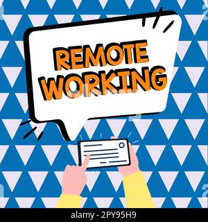 Légende conceptuelle travail à distance. Situation conceptuelle de la photo dans laquelle un employé travaille principalement de la maison Banque D'Images