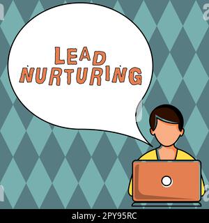 Affiche textuelle indiquant le lead nuring. Méthode de présentation commerciale pour établir une relation avec des clients potentiels Banque D'Images