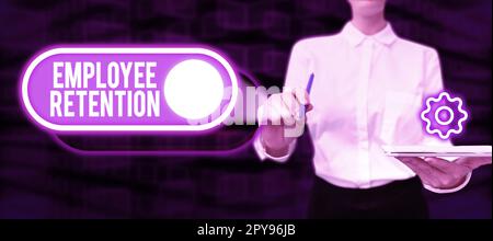 Légende présentant la rétention des employés. Méthode de recrutement interne d'idée d'entreprise employée par les organisations Banque D'Images