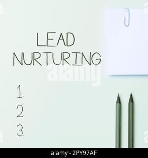 Légende de texte présentant le lead nuring. Concept signification méthode de construction d'une relation avec des clients potentiels Banque D'Images