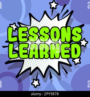 Affichage conceptuel leçons apprises. Approche commerciale promouvoir le partage et l'utilisation des connaissances issues de l'expérience Banque D'Images