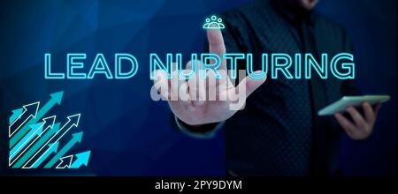 Légende conceptuelle Lead nuring. Méthode de présentation commerciale pour établir une relation avec des clients potentiels Banque D'Images