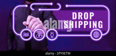 Légende conceptuelle livraison par goutte. Présentation de l'entreprise pour envoyer des marchandises d'un fabricant directement à un client plutôt qu'au détaillant Banque D'Images