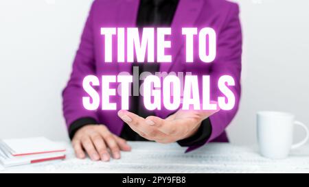 Légende conceptuelle temps de définition des objectifs. Photo conceptuelle objectif souhaité à accomplir à l'avenir Banque D'Images