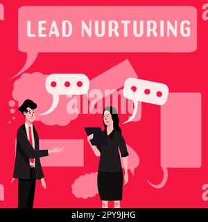 Légende de texte présentant le lead nuring. Concept signification méthode de construction d'une relation avec des clients potentiels Banque D'Images