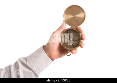 homme d'affaires a une boussole pour s'aider à trouver la bonne façon Banque D'Images