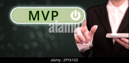 MVP texte écriture manuscrite. Vitrine stratégique de placement pour acheter des actions avec d'autres investisseurs Banque D'Images