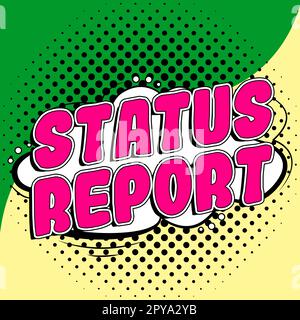 Rapport d'état des légendes conceptuelles. Aperçu de l'entreprise mettre à jour le résumé des situations à partir d'un certain temps Banque D'Images