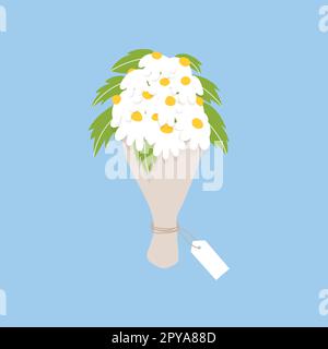 Bouquet de fleurs de Marguerite. Style dessiné à la main. Illustration vectorielle, conception plate Illustration de Vecteur