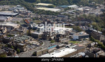 Vue aérienne du centre-ville de Huddersfield, Yorkshire de l'Ouest Banque D'Images