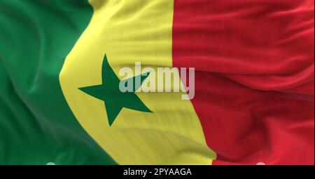 Détail du drapeau national du Sénégal qui agite dans le vent Banque D'Images