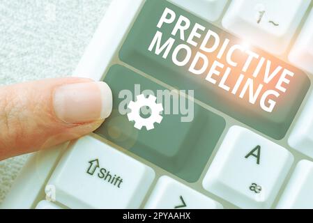 Affiche affichant la modélisation prédictive. Stratégie de maintenance de présentation commerciale basée sur l'analyse prédictive Banque D'Images