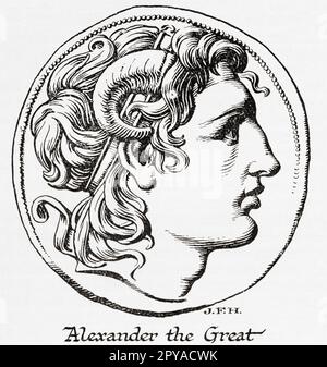 Alexandre III de Macédonie, alias Alexandre le Grand, 356 BC – 323 BC. Roi de l'ancien royaume grec de Macédoine. Extrait du livre Outline of History de H.G. Puits, publié en 1920. Banque D'Images