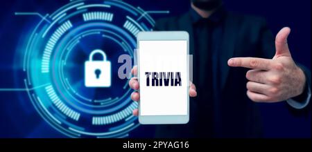 Légende du texte présentant Trivia. L'approche commerciale détaille les considérations des éléments d'information peu d'importance ou de valeur Banque D'Images