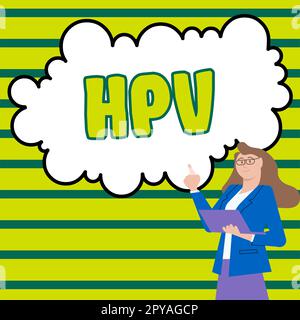 Signe de texte indiquant HPV. Aperçu de l'entreprise Groupe de virus qui affectent votre peau et les membranes humides Banque D'Images