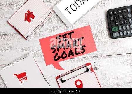 Affichage conceptuel définir des objectifs intelligents. Mot pour établir des objectifs réalisables faire de bons plans d'affaires Banque D'Images