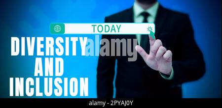Rédaction affichant le texte diversité et inclusion. La gamme de concepts d'affaires différence humaine inclut la race ethnicité sexe Banque D'Images