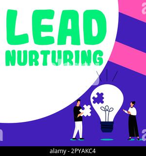 Légende de texte présentant le lead nuring. Méthode de présentation de l'entreprise pour établir une relation avec des clients potentiels Banque D'Images