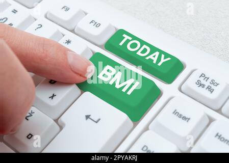 Symbole de texte indiquant l'IMC. Concept d'affaires méthode d'estimation des niveaux de graisse corporelle en fonction du poids et de la taille Banque D'Images