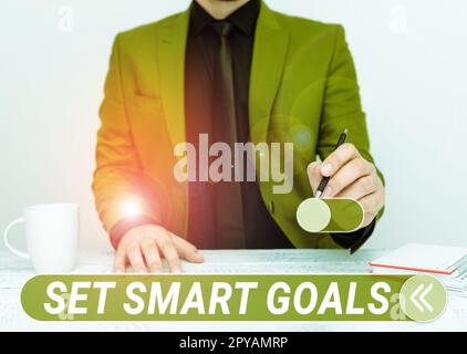Légende conceptuelle définir des objectifs intelligents. Photo conceptuelle établir des objectifs réalisables Créer de bons plans d'affaires Banque D'Images