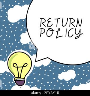 Politique de retour de texte d'écriture manuscrite. Approche commerciale remboursement de la taxe Conditions générales de vente au détail à l'achat Banque D'Images