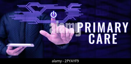 Écriture du texte affichant soins primaires. Concept Internet soins de santé fournis par un médecin, un pédiatre ou une infirmière Banque D'Images