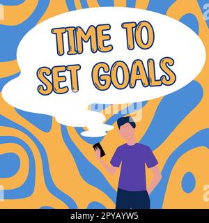 Légende du texte présentant l'heure de définition des objectifs. Photo conceptuelle objectif souhaité à accomplir à l'avenir Banque D'Images