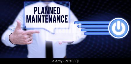 Légende présentant la maintenance préventive. Concept signifiant que les vérifications doivent être effectuées régulièrement Banque D'Images