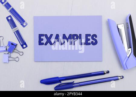 Exemples d'affiches manuscrite. Exemple de modèle de photo de vitrine commerciale à suivre Guide Explication par exemple Banque D'Images