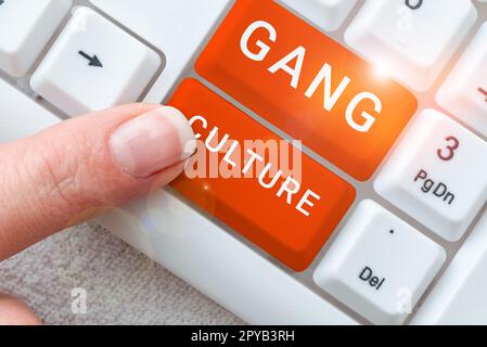 Légende conceptuelle Culture des gangs. Mot pour une organisation particulière des criminels ou groupe de gangsters qui suivent des habitudes Banque D'Images