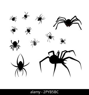 Araignées ensemble silhouette isolée sur blanc Halloween Illustration de Vecteur